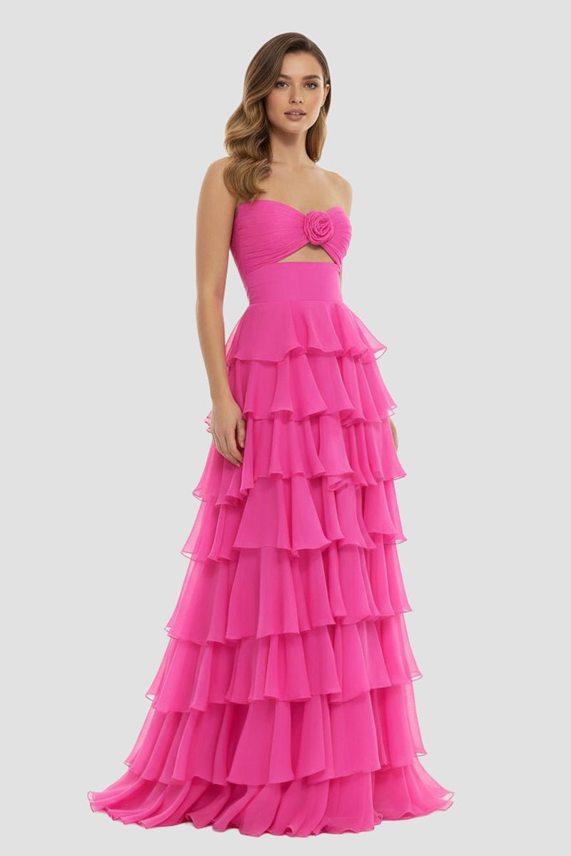 A-Line Sweetheart Layered Chiffon Sleeveless Formal Prom Dress