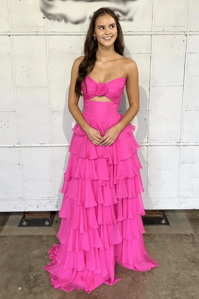 A-Line Sweetheart Layered Chiffon Sleeveless Formal Prom Dress