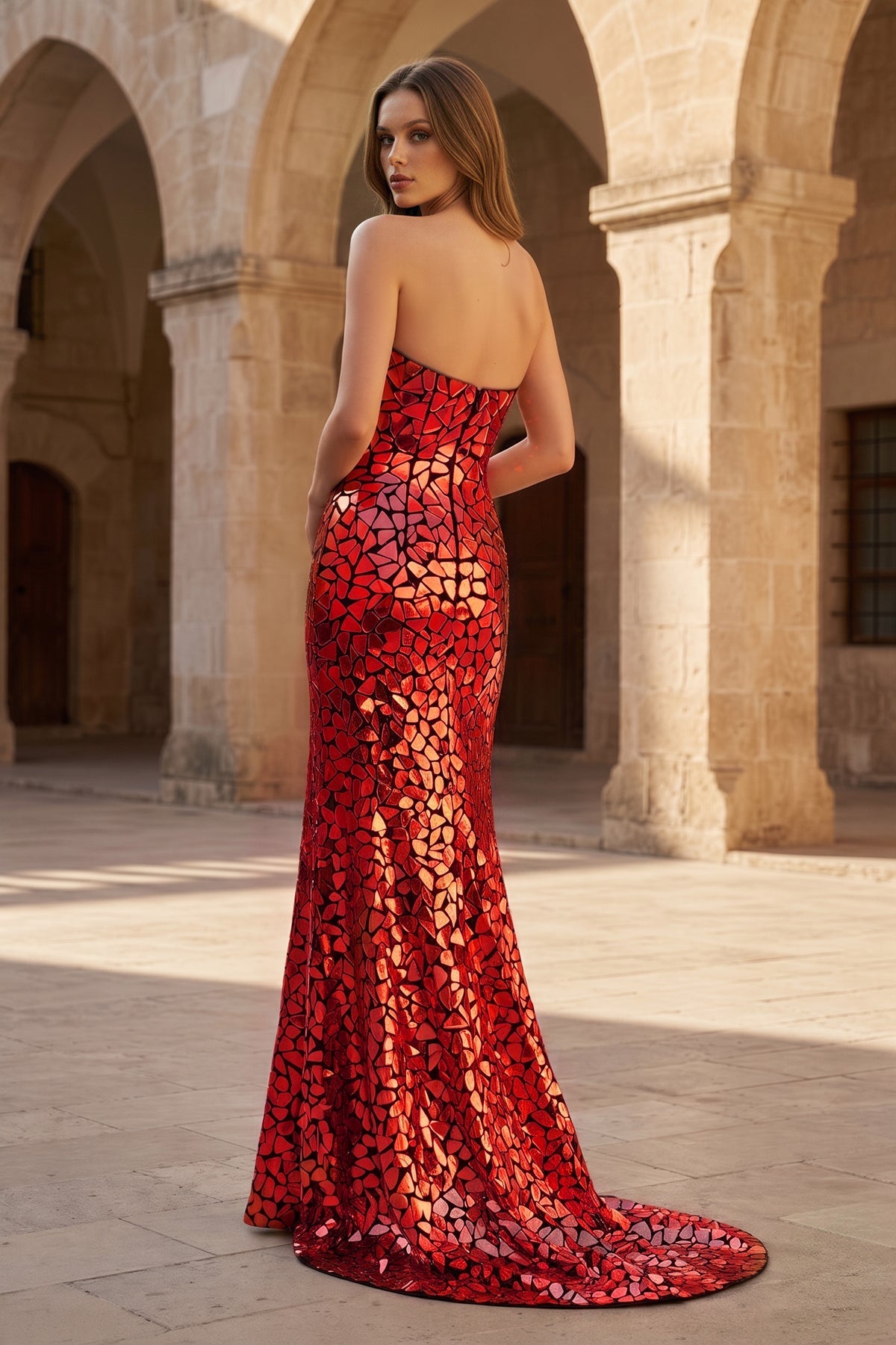 Sparkly Halter Mermaid Sequins Prom Dress With Split