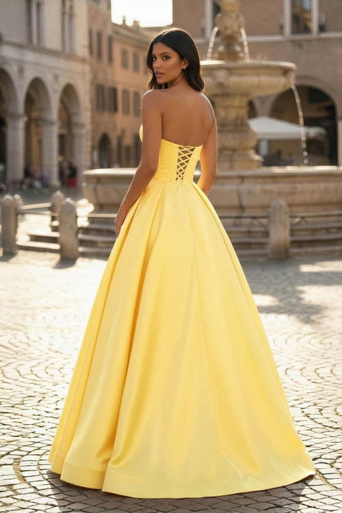 Ball Gown Sweetheart Satin Long Prom Dresses