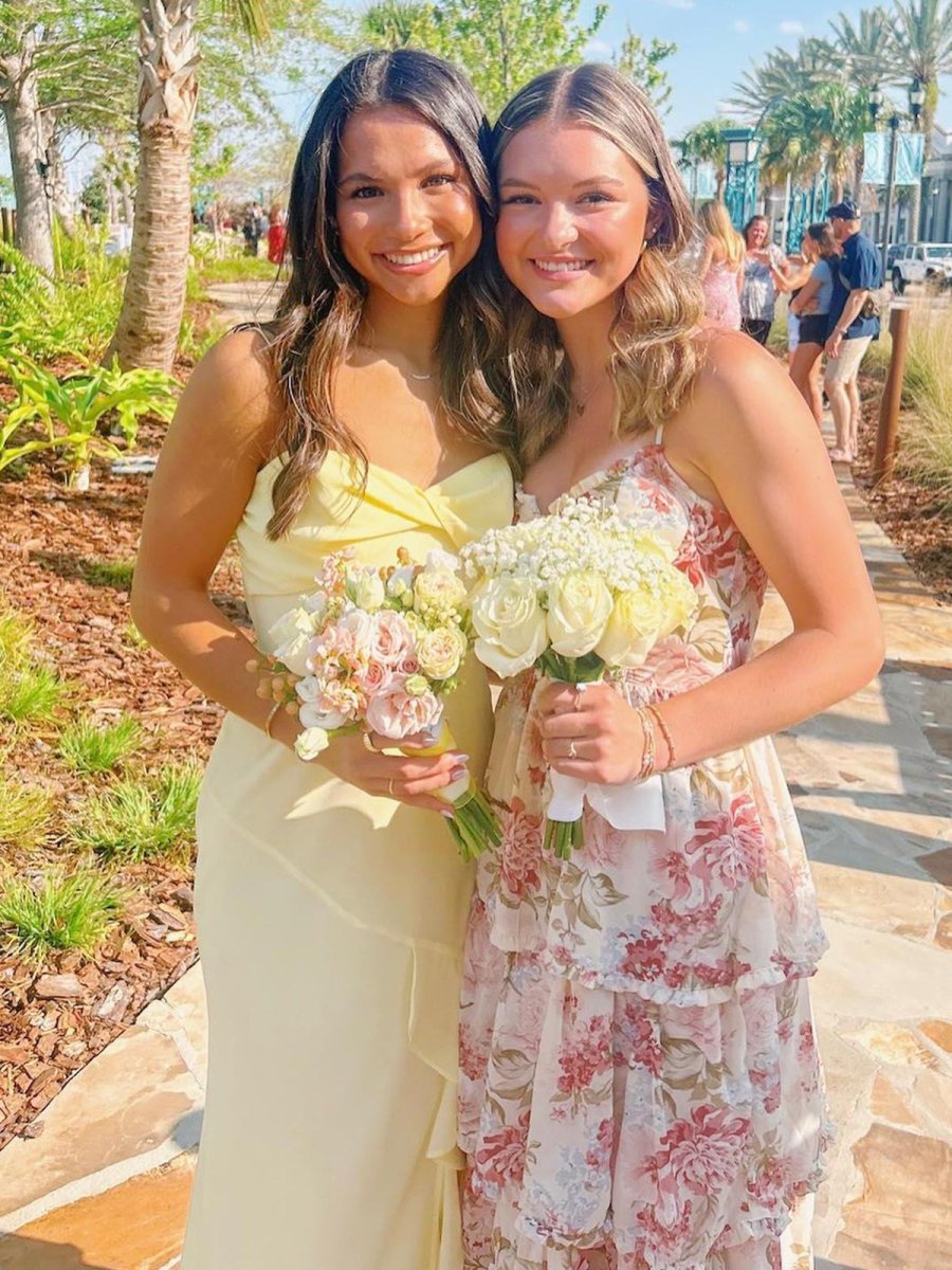 Spaghetti Straps Yellow Chiffon Ruffles Long Prom Dresses with Slit